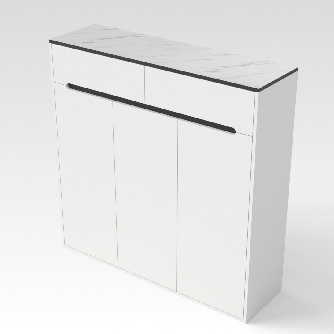 Warm White & White Marble Shoe Cabinet