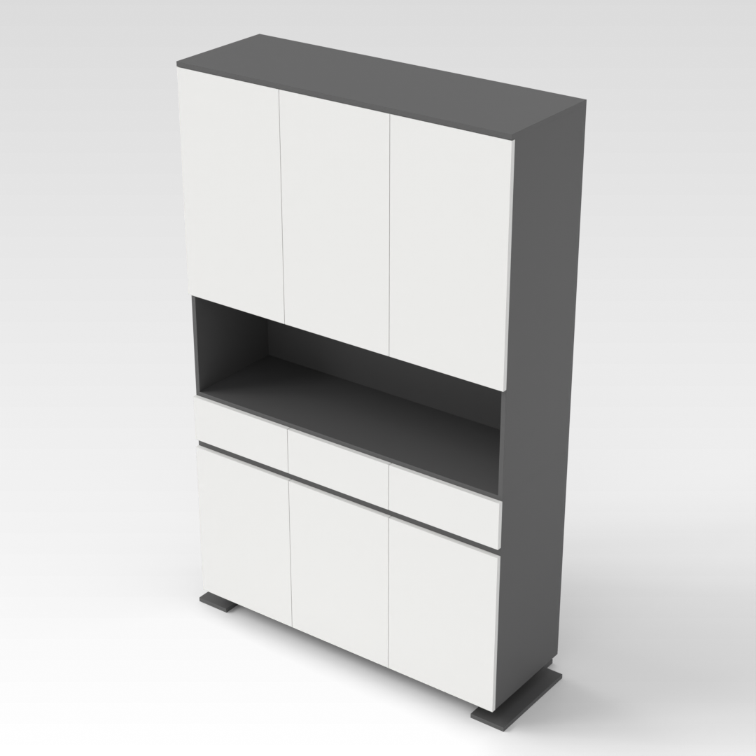 Sky Gray & Warm White Entryway Cabinet