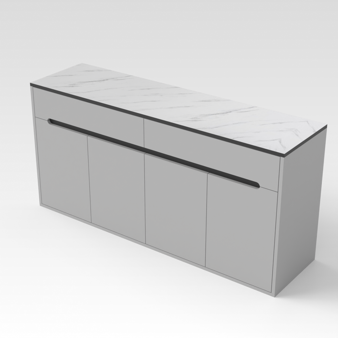 Light Gray & White Marble Shoe Cabinet