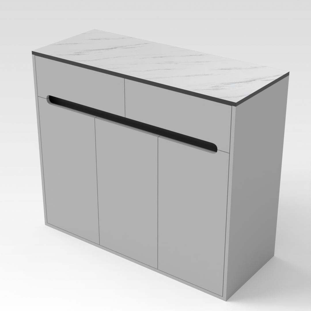 Light Gray & White Marble Shoe Cabinet