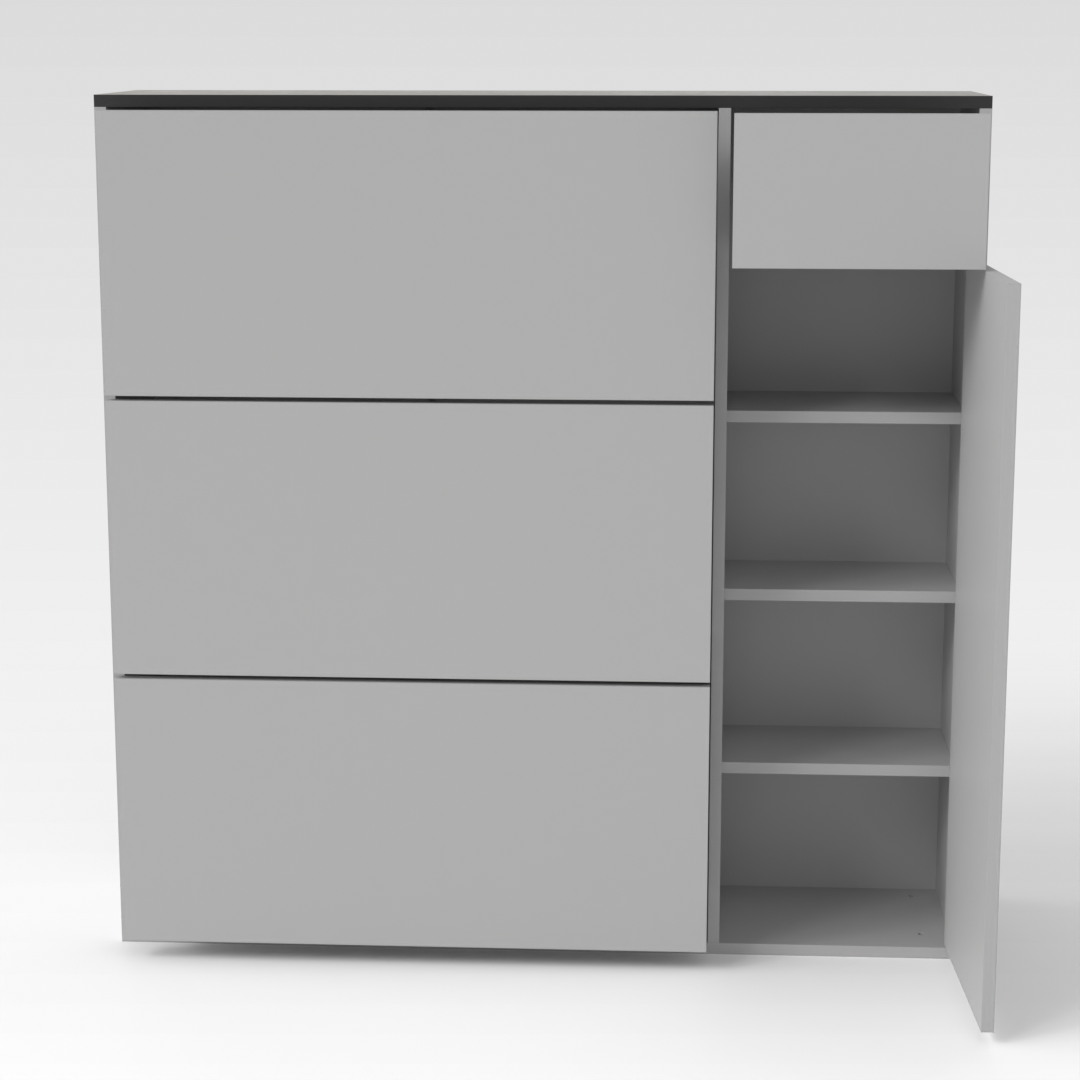 Light Gray & Brown Stone Grain Shoe Cabinet