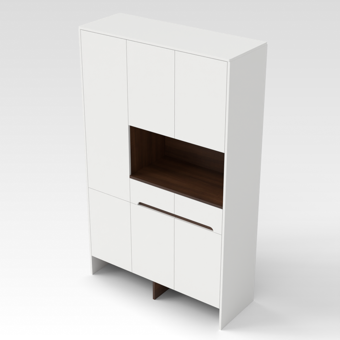 Country Oak & Warm White Storage Cabinet
