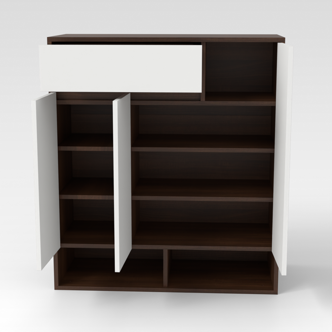 Prairie Oak & Warm White Shoe Cabinet
