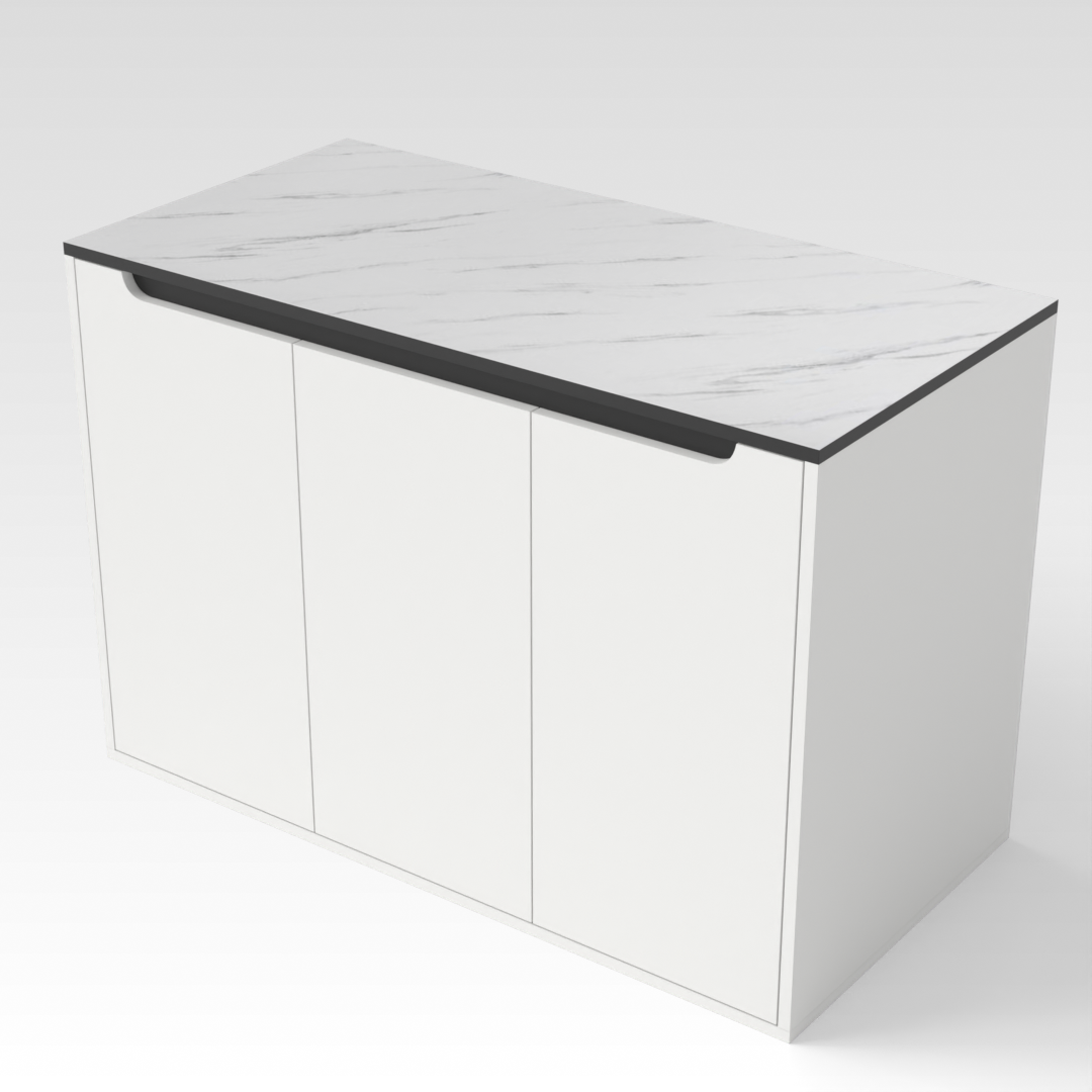 Warm White & White Marble Shoe Cabinet