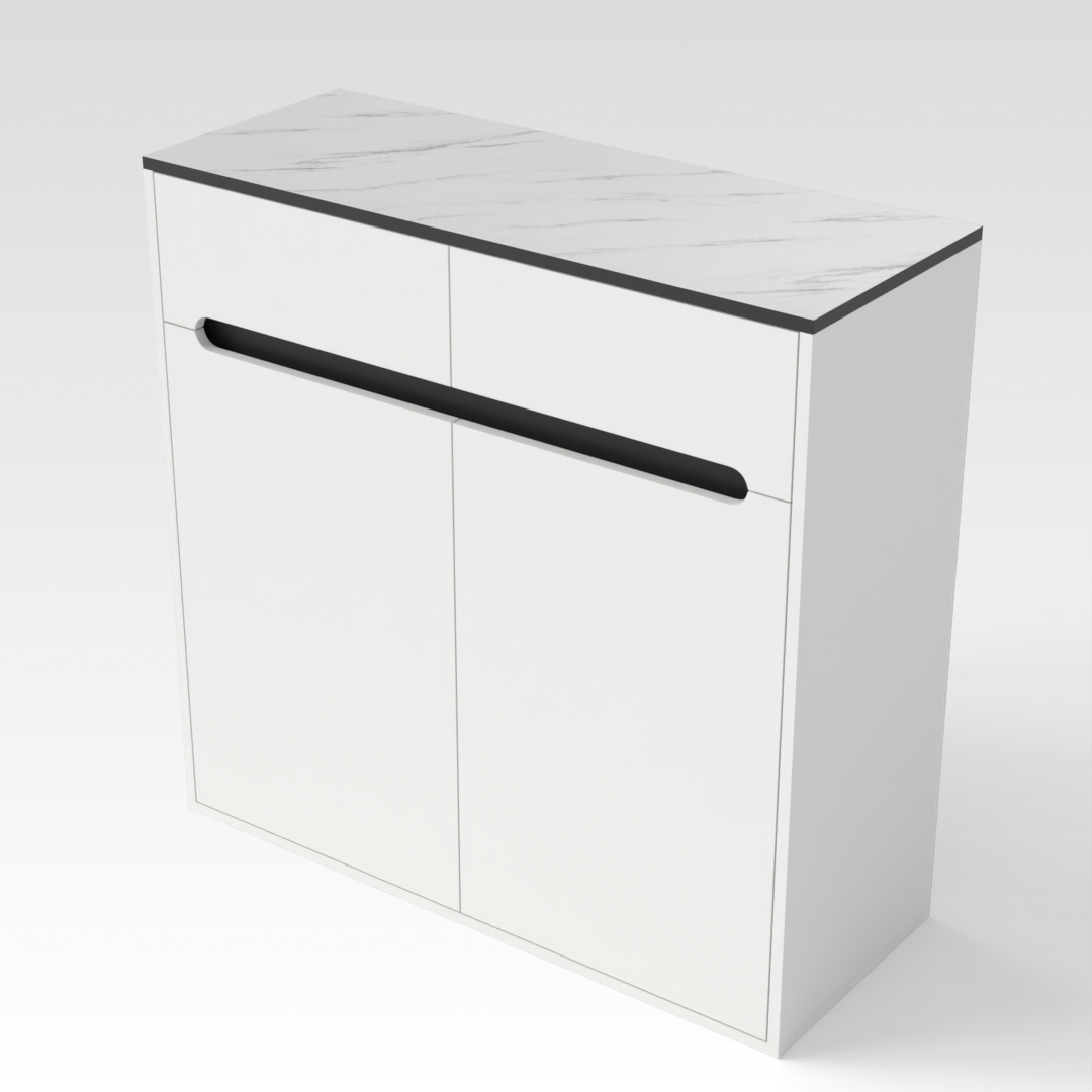 Warm White & White Marble Shoe Cabinet