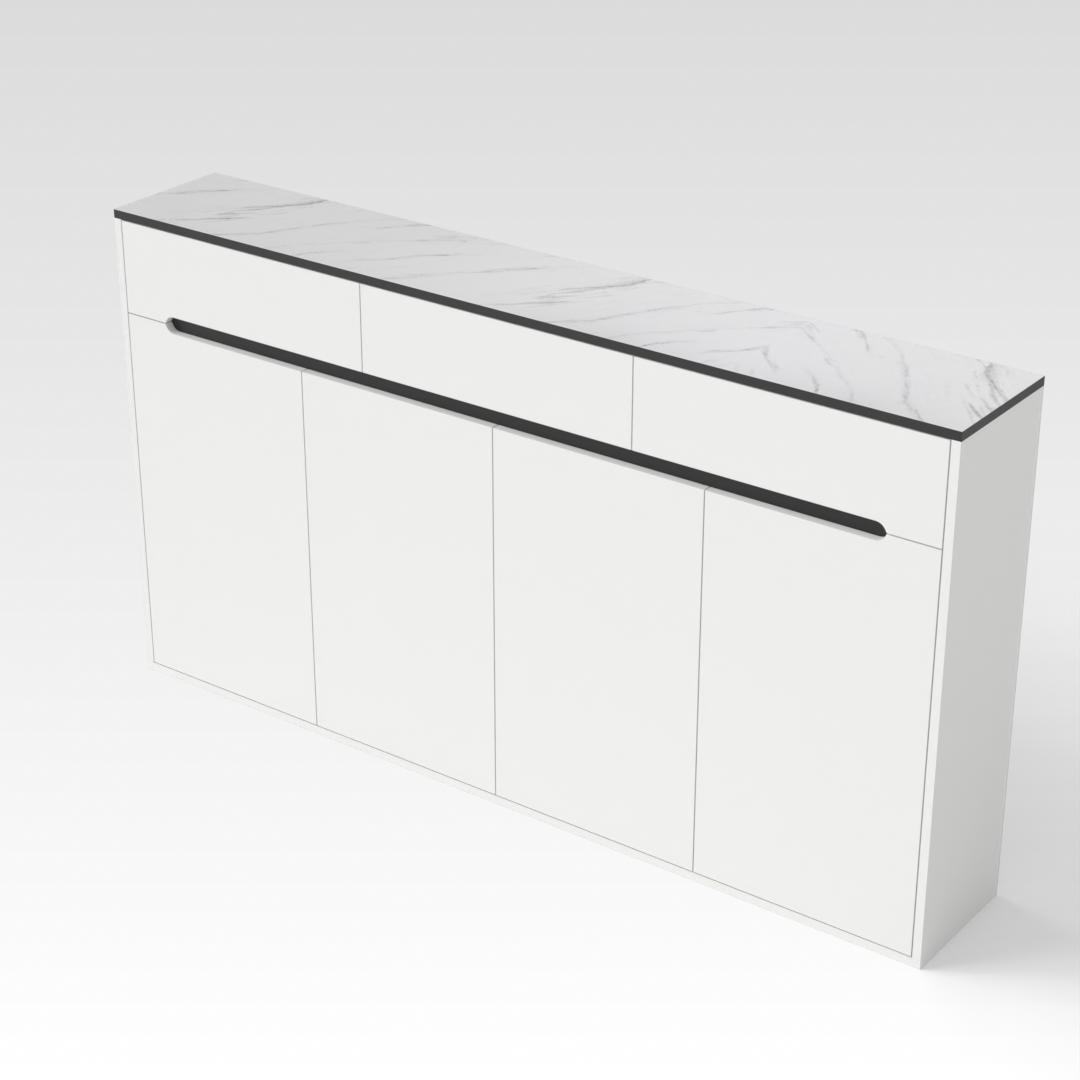 Warm White & White Marble Shoe Cabinet