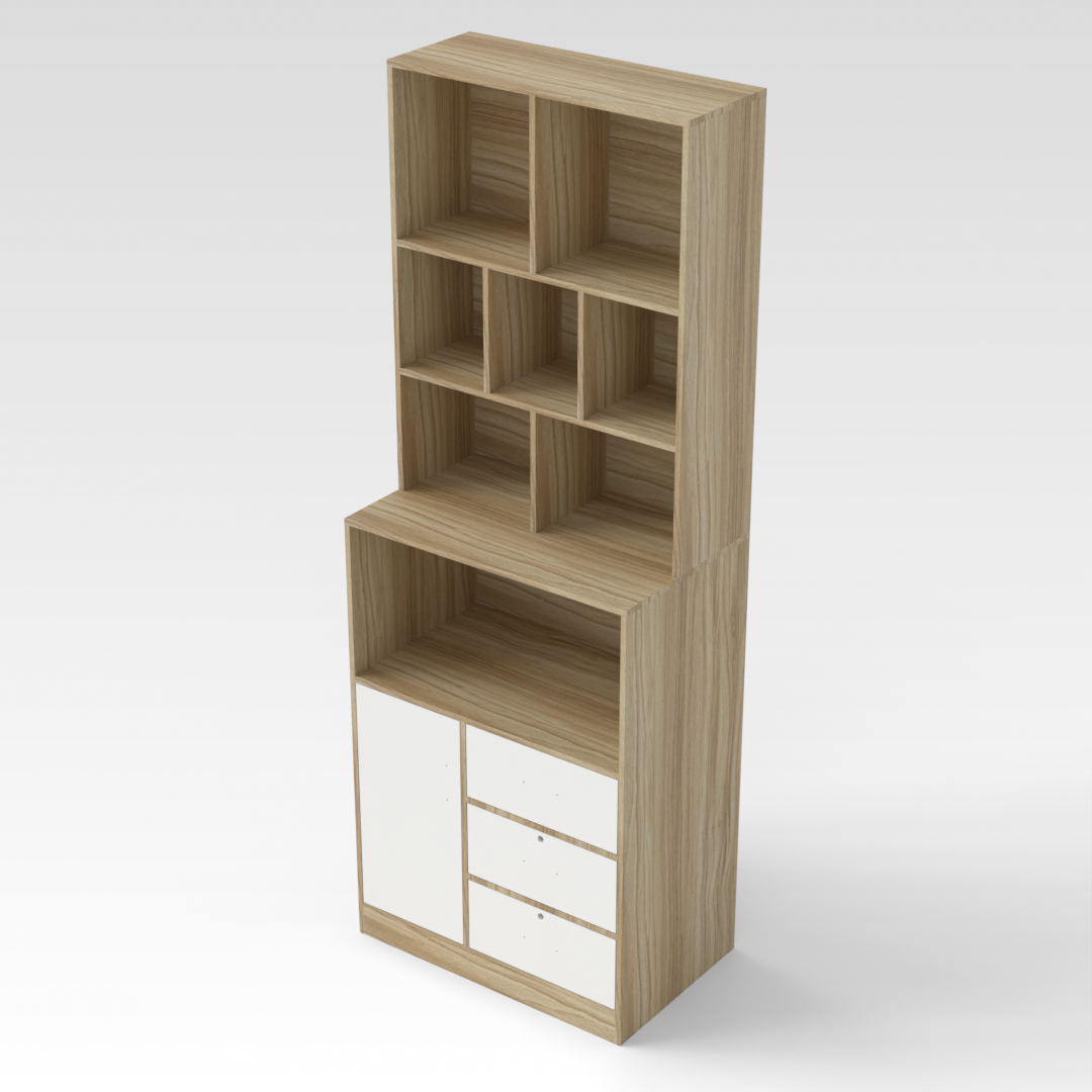 Country Oak & Warm White Storage Cabinet