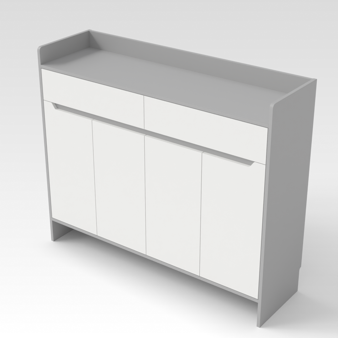 Light Gray & Warm White Shoe Cabinet