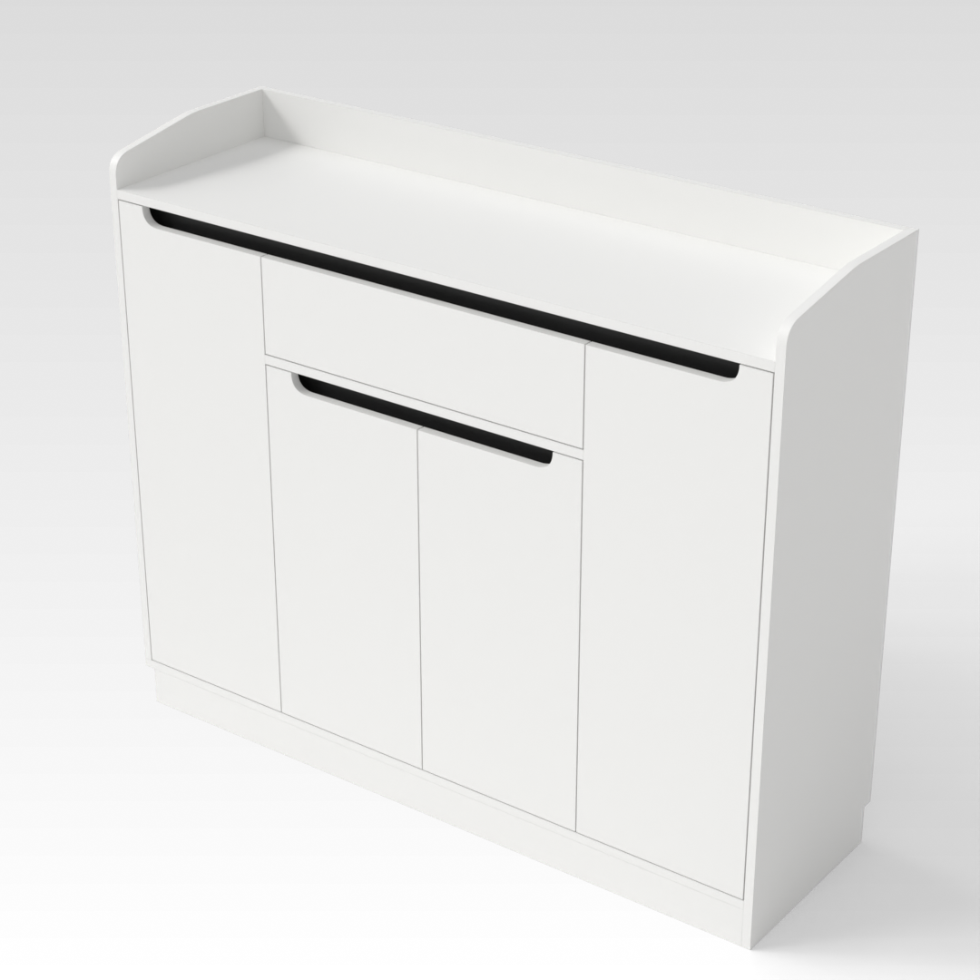 Warm White & Black Front Panel Sideboard