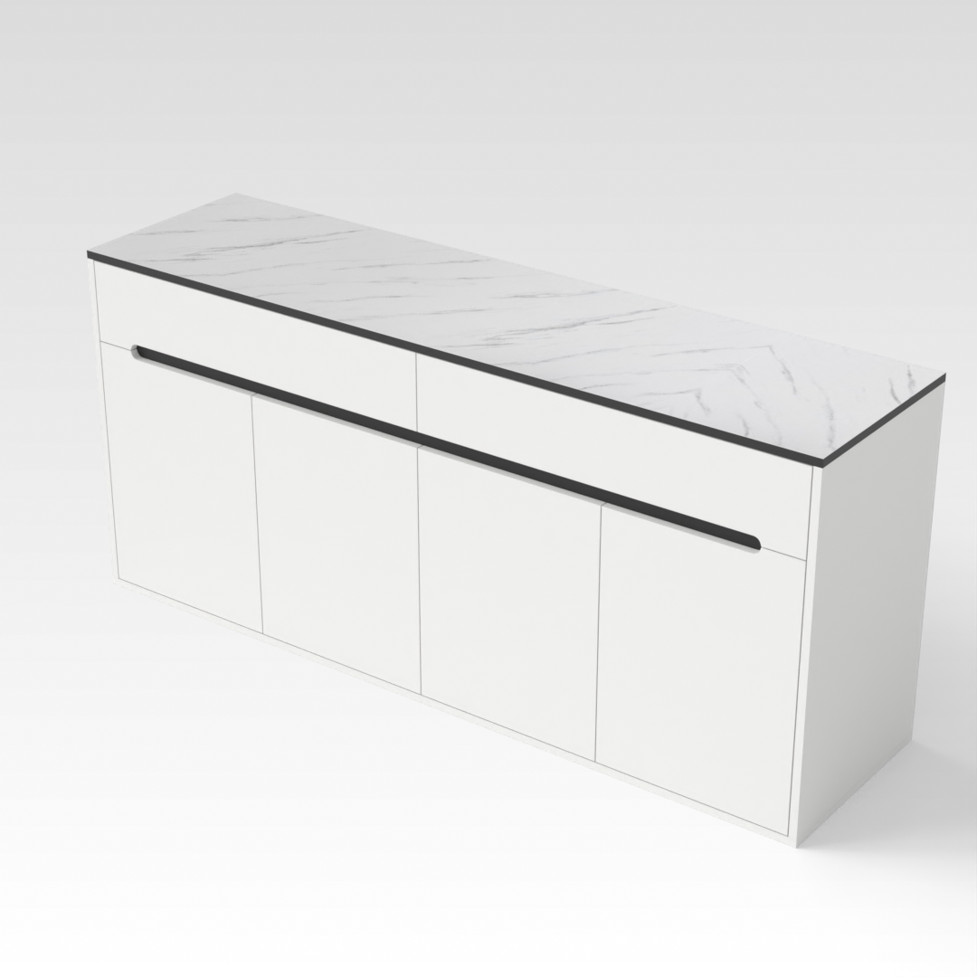 Warm White & White Marble Shoe Cabinet