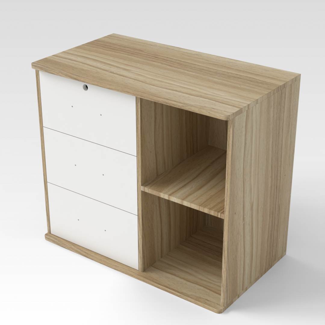 Country Oak & Warm White File Cabinet