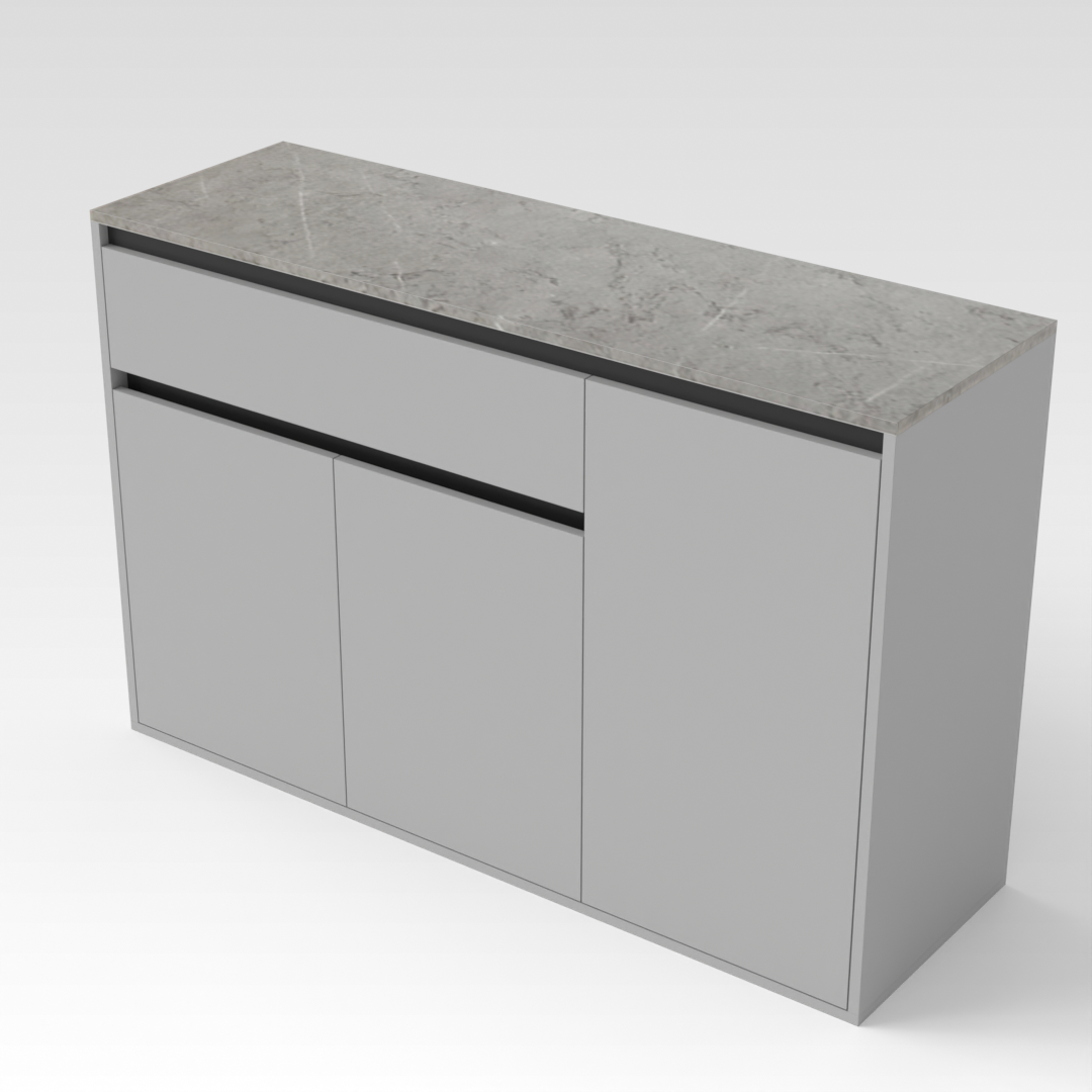 Light Gray & Brown Stone Grain Sideboard