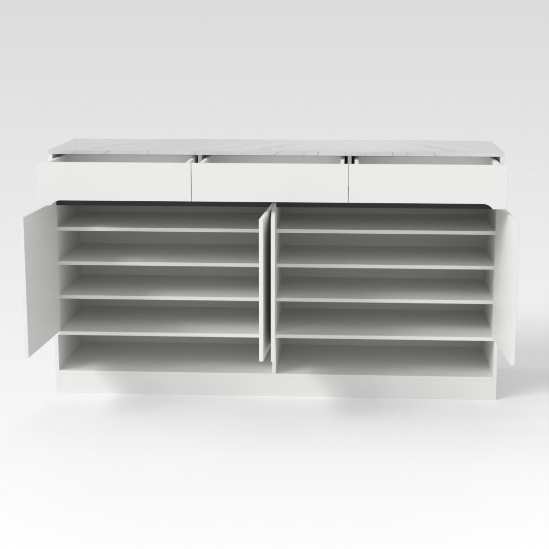 Warm White & White Marble Shoe Cabinet
