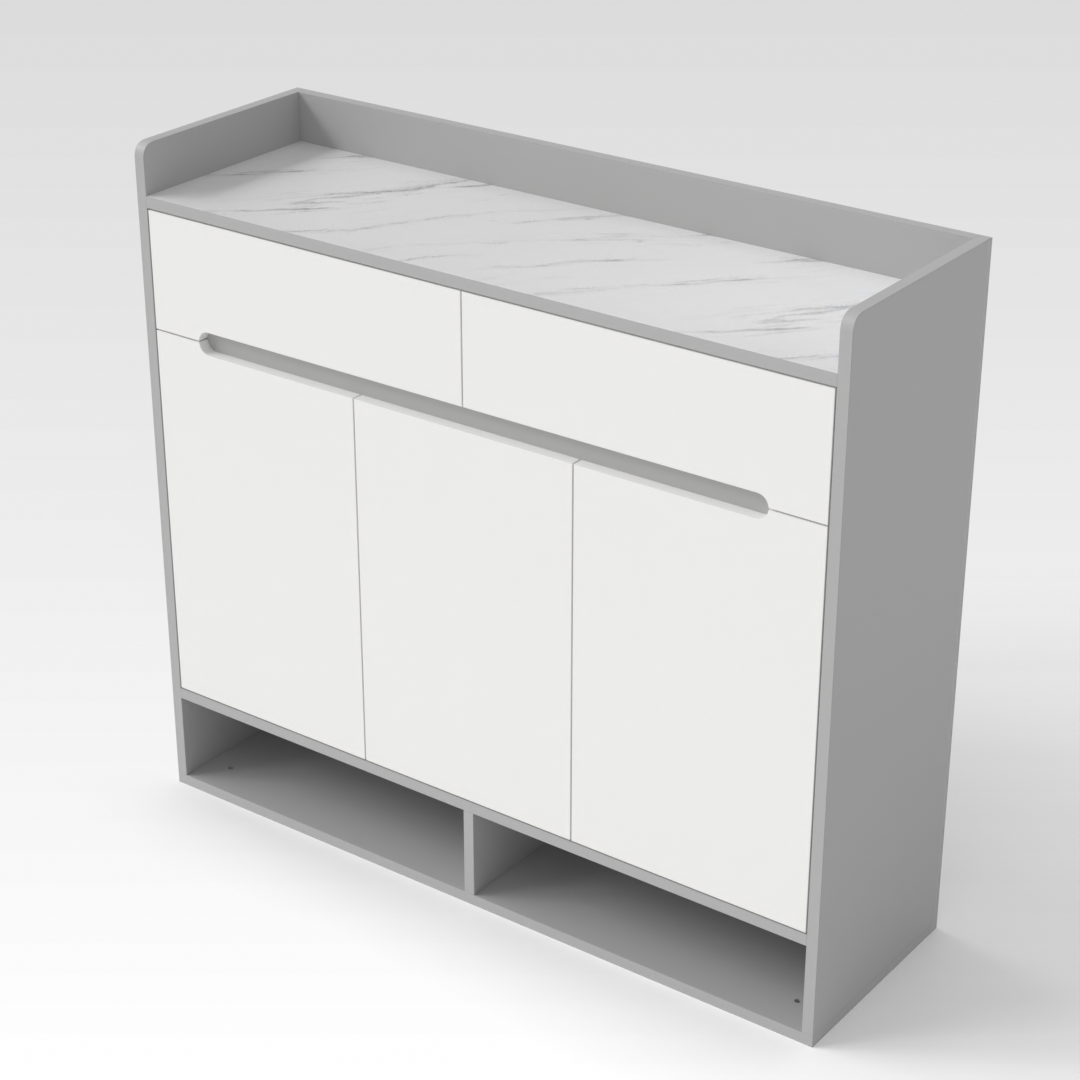 Light Gray & White Marble Shoe Cabinet