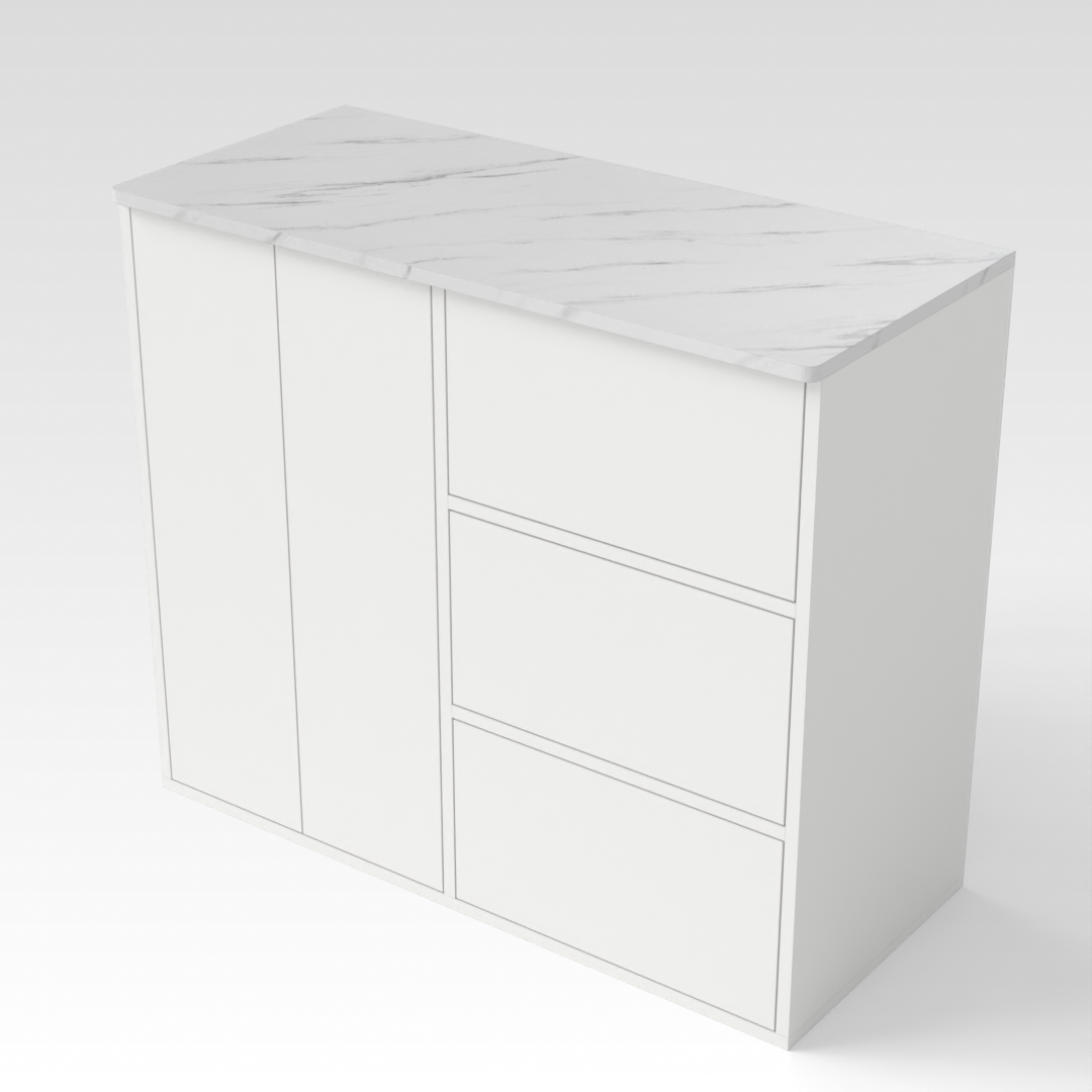 Warm White & White Marble Top Sideboard