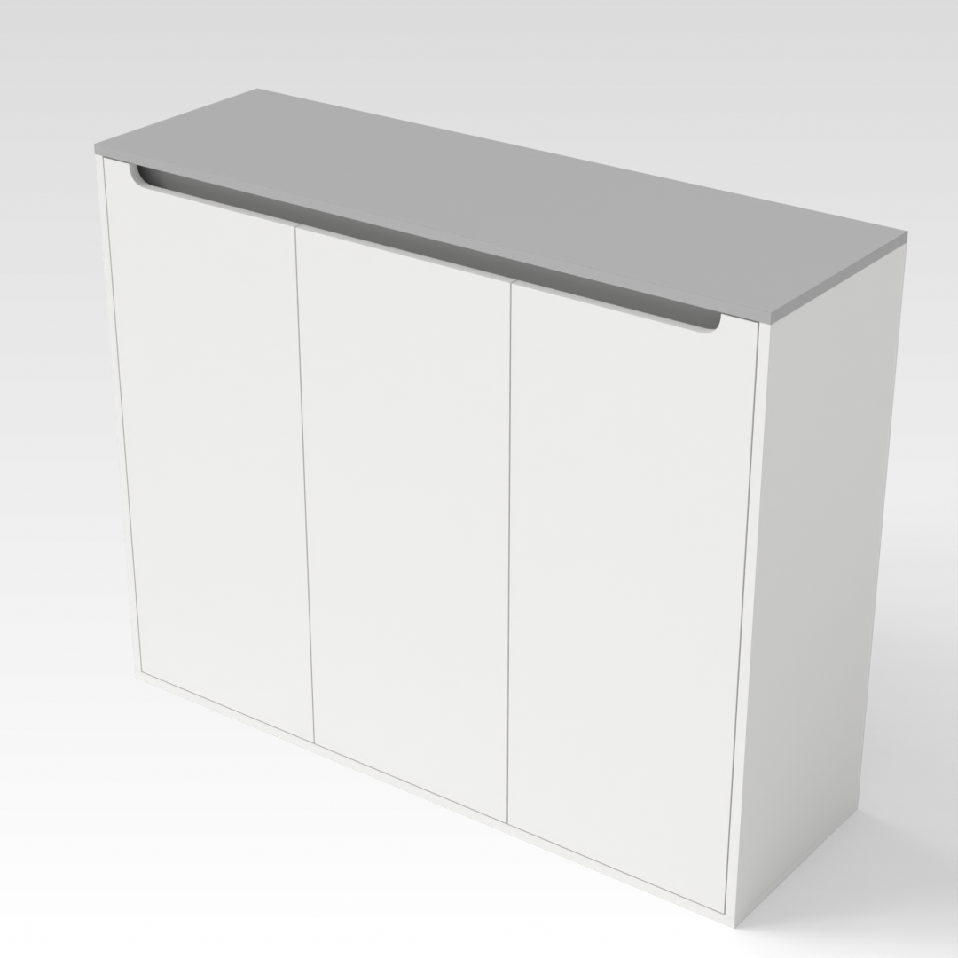 Warm White & Light Gray Shoe Cabinet