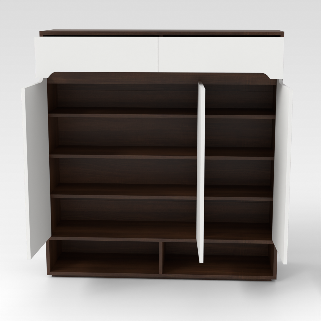 Prairie Oak & Warm White Shoe Cabinet