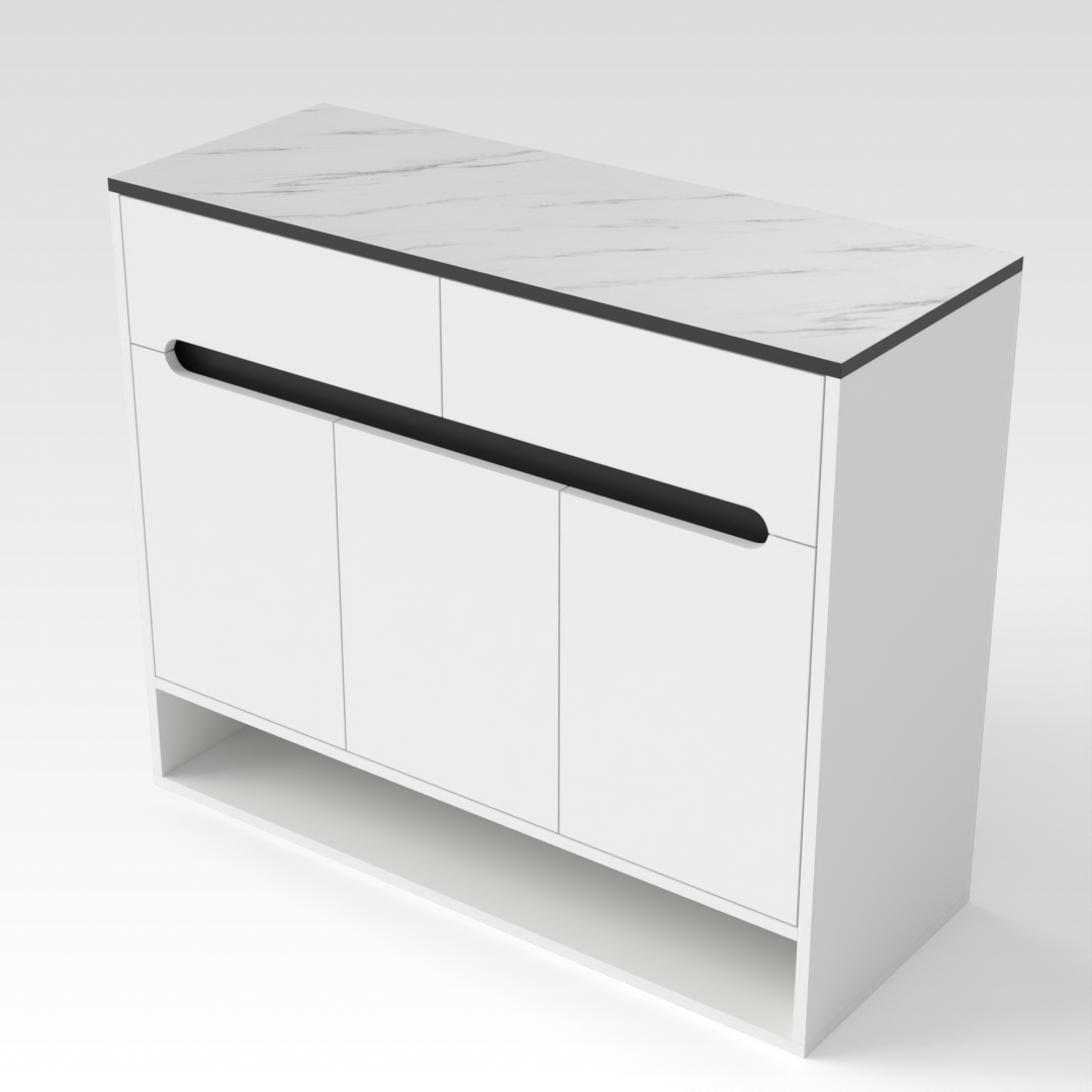 Warm White & White Marble Shoe Cabinet