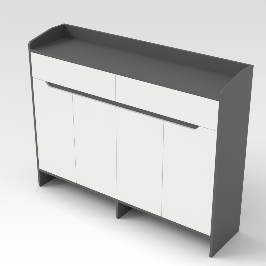 Sky Gray & Warm White Shoe Cabinet