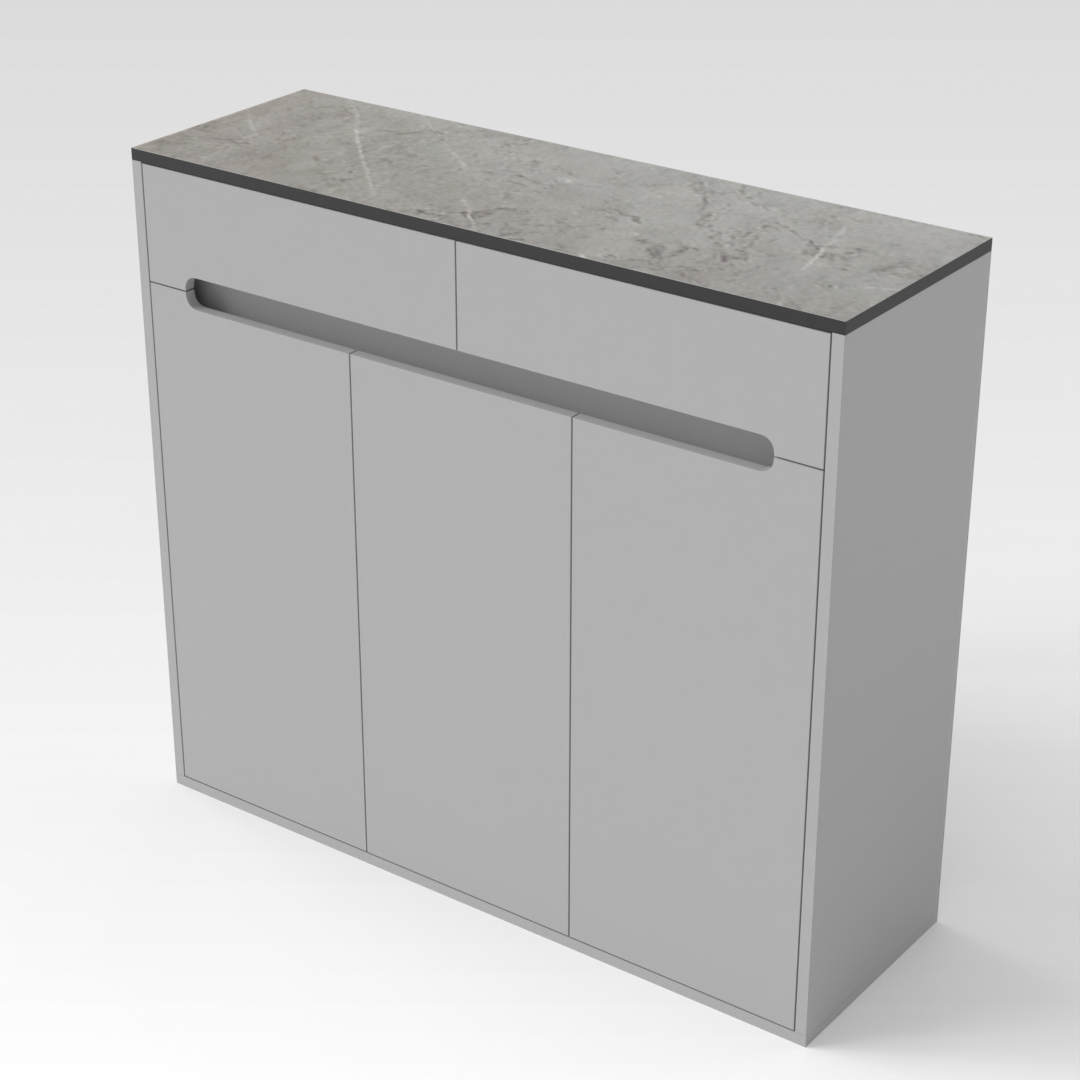 Light Gray & Brown Stone-Grain Top Shoe Cabinet