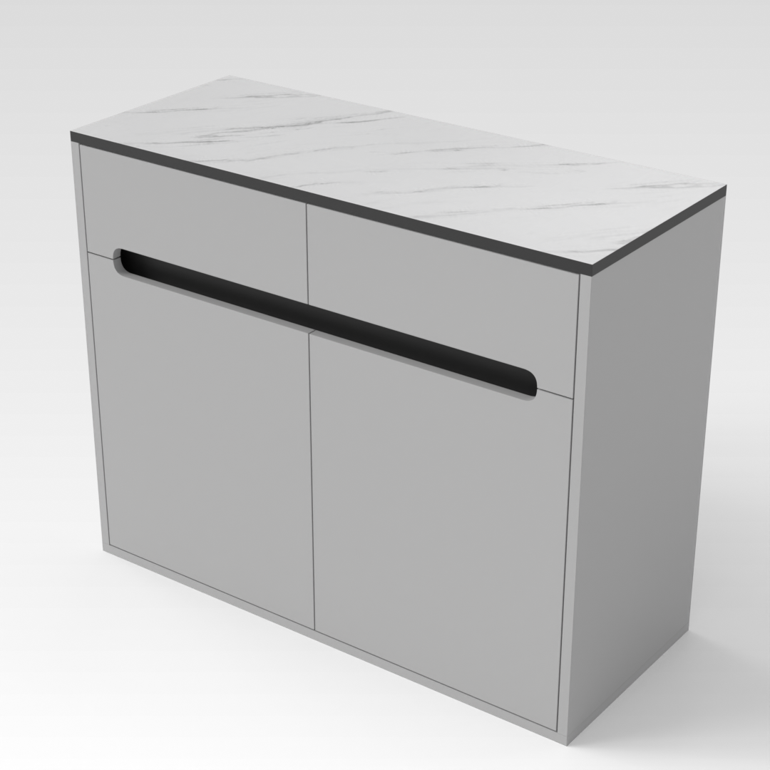 Light Gray & White Marble-Grain Top Shoe Cabinet