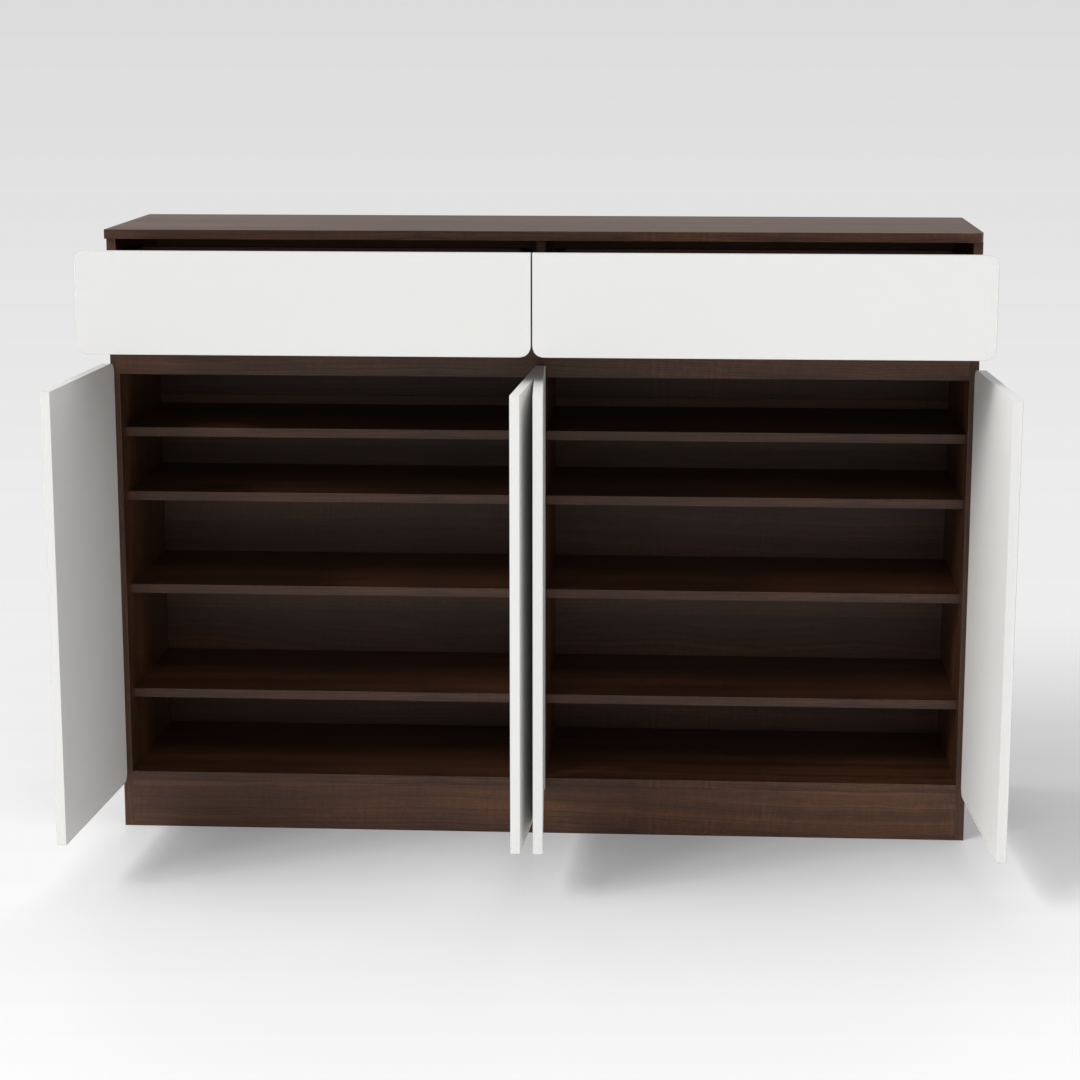 Prairie Oak & Warm White Shoe Cabinet