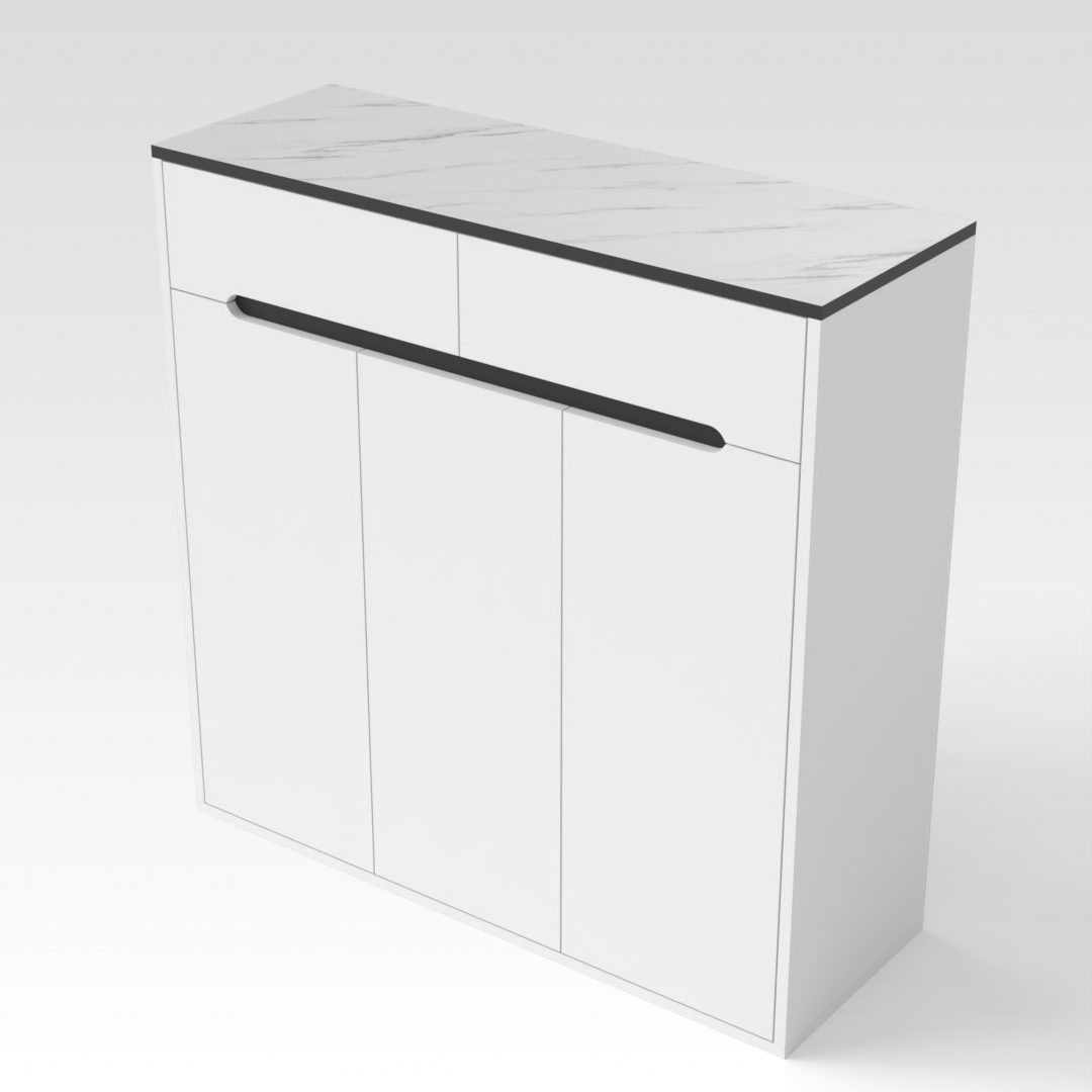 Warm White & Black Shoe Cabinet