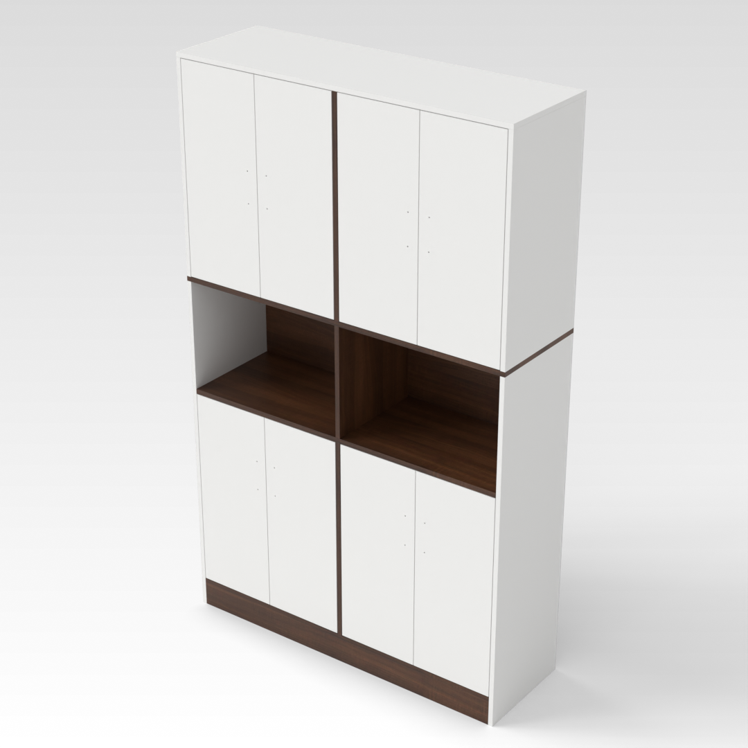 Prairie Oak & Warm White Kitchen Cabinet