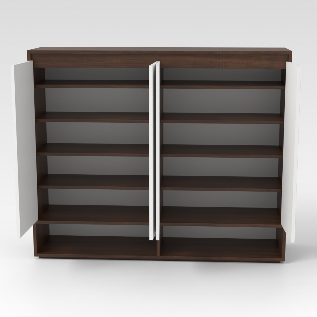 Prairie Oak & Warm White Shoe Cabinet
