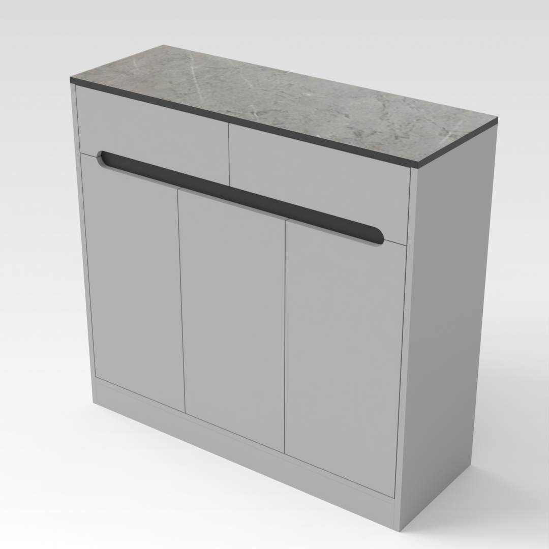 Light Gray & Brown Stone-Grain Top Shoe Cabinet