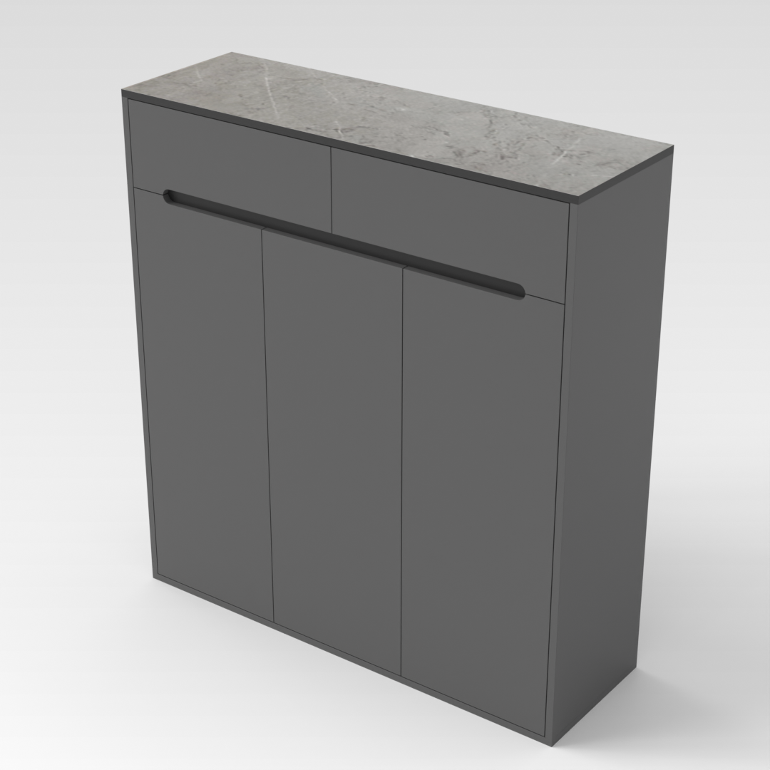 Sky Gray & Black Shoe Cabinet
