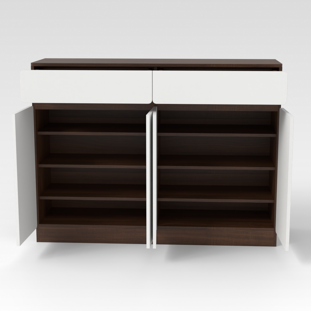 Prairie Oak & Warm White Shoe Cabinet
