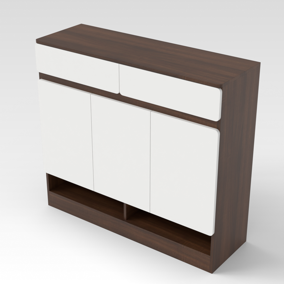 Prairie Oak & Warm White Shoe Cabinet