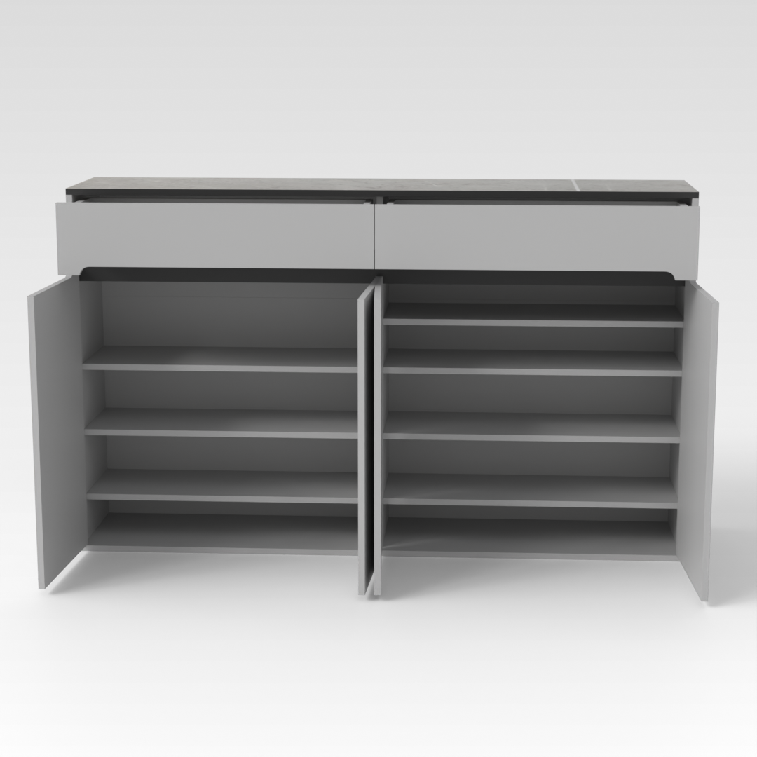 Light Gray & Brown Stone Shoe Cabinet
