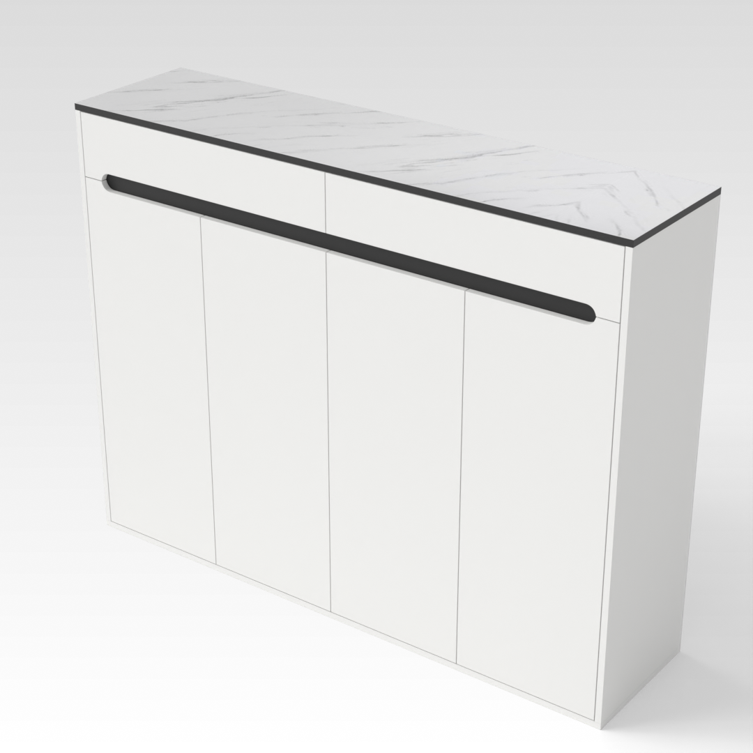 Warm White & White Marble Shoe Cabinet