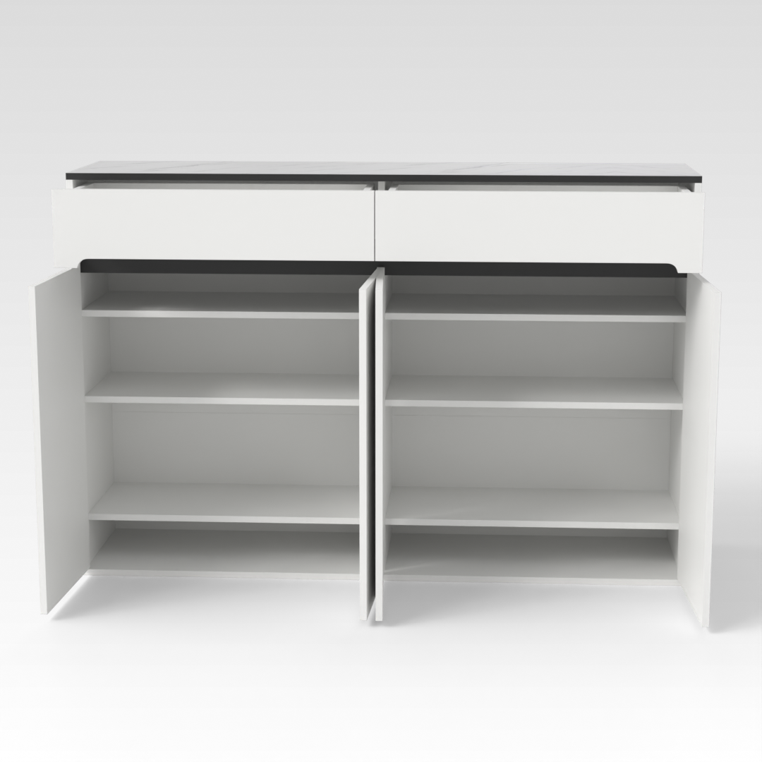 Warm White & White Marble Shoe Cabinet