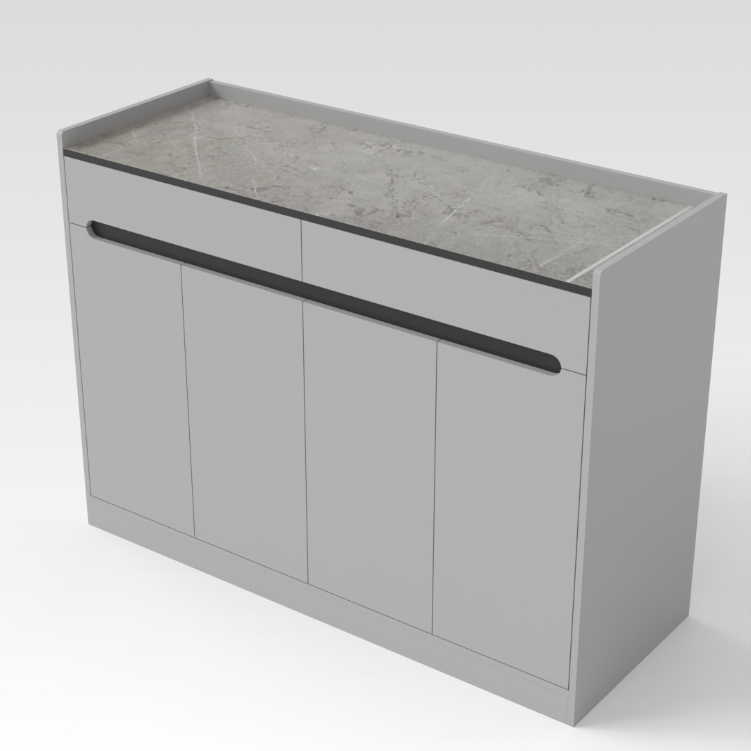 Light Gray & Brown Stone-Grain Top Shoe Cabinet
