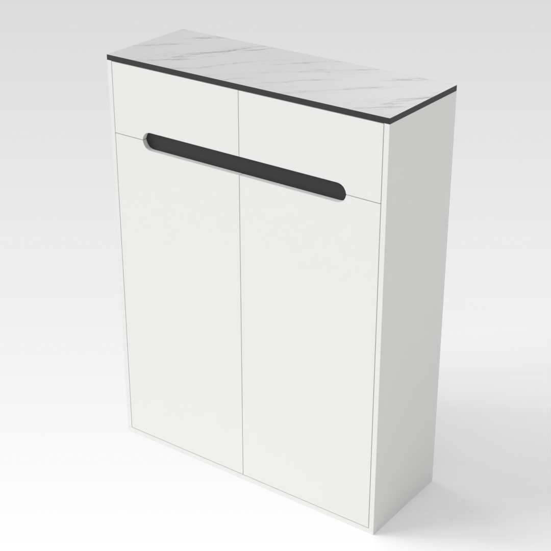 Warm White & White Marble Shoe Cabinet