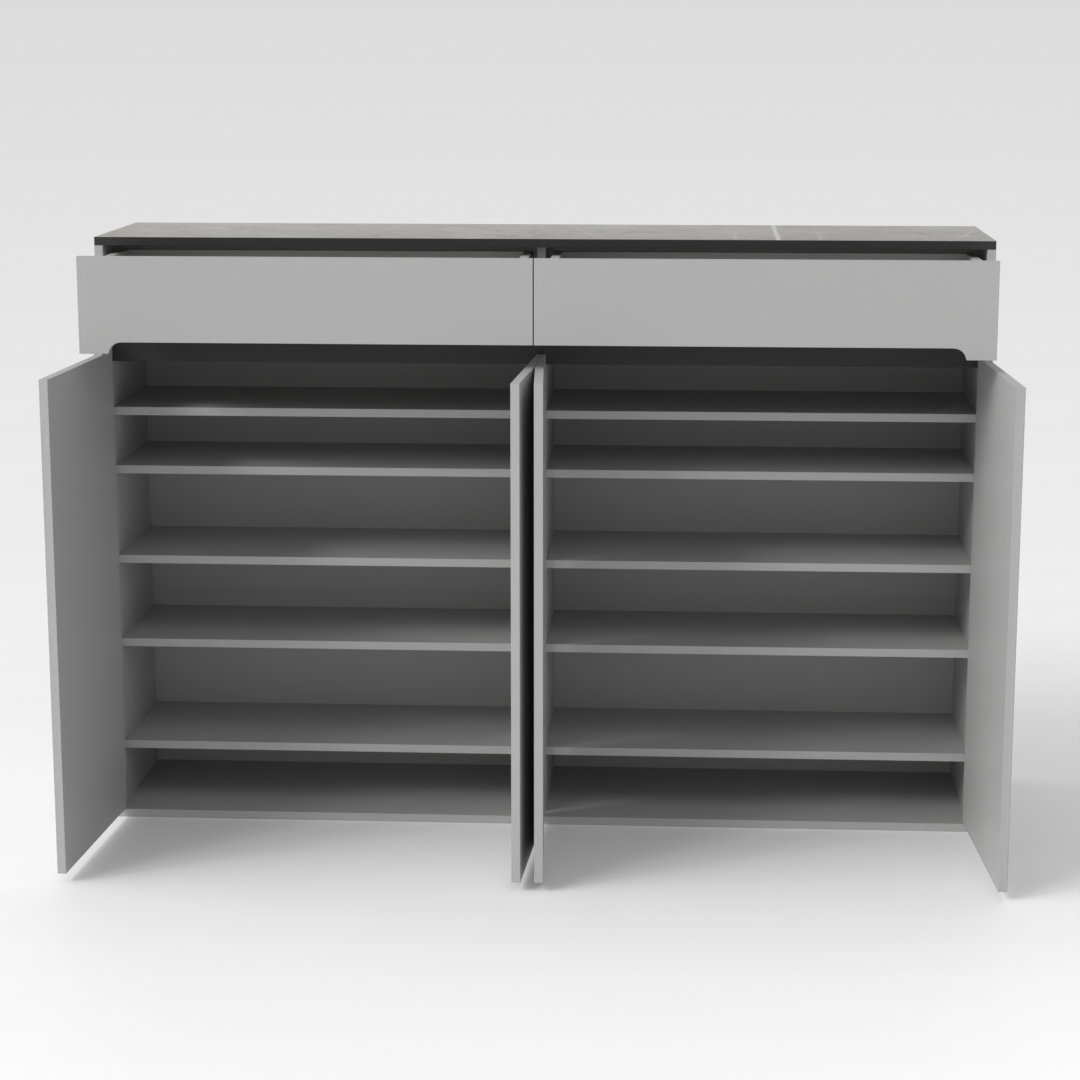 Light Gray & Brown Stone Shoe Cabinet