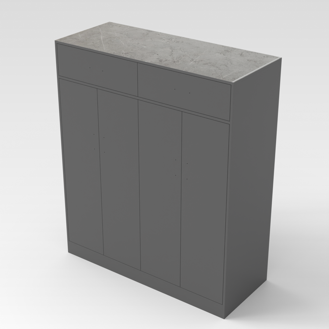 Sky Gray & Brown Stone-Grain Top Shoe Cabinet
