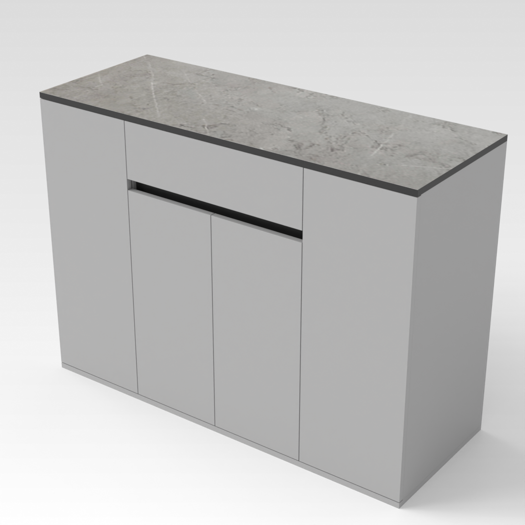 Light Gray & Brown Stone Grain Sideboard