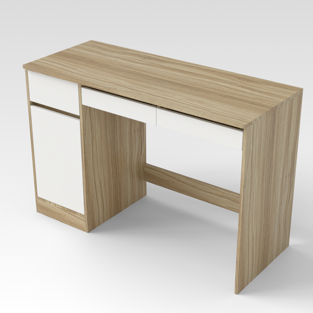 Country Oak & Warm White Computer Desk