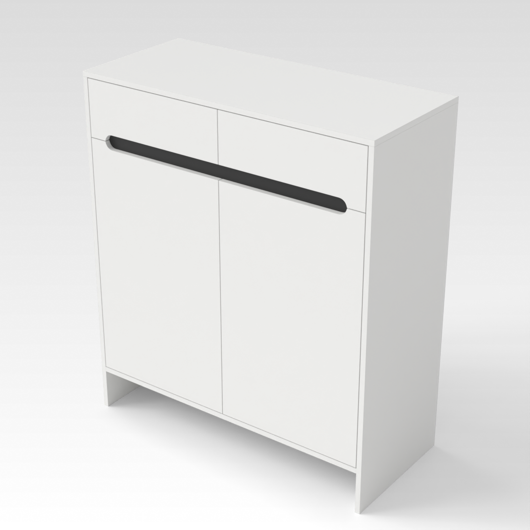 Warm White & Black Shoe Cabinet