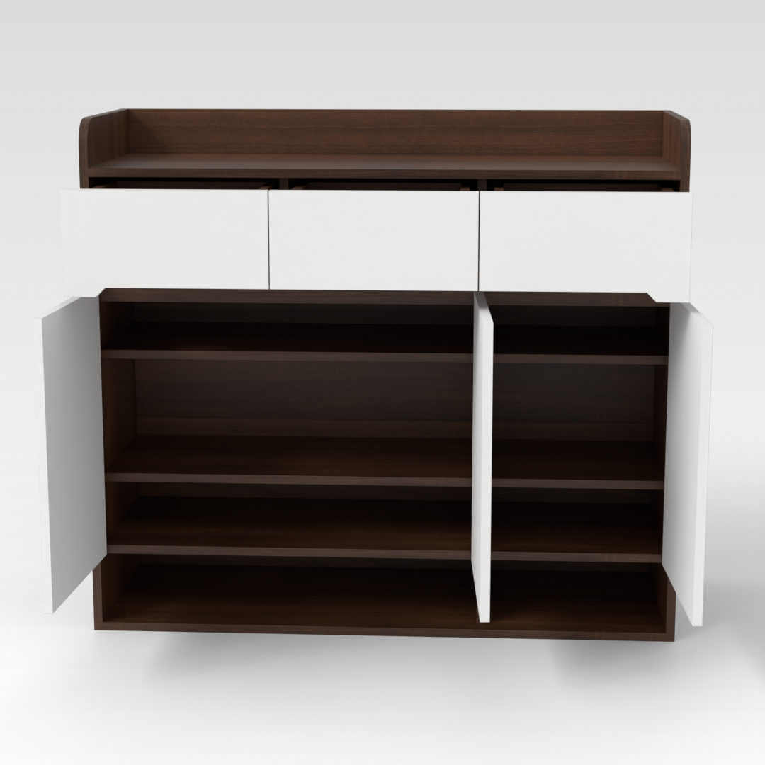 Prairie Oak & Warm White Shoe Cabinet