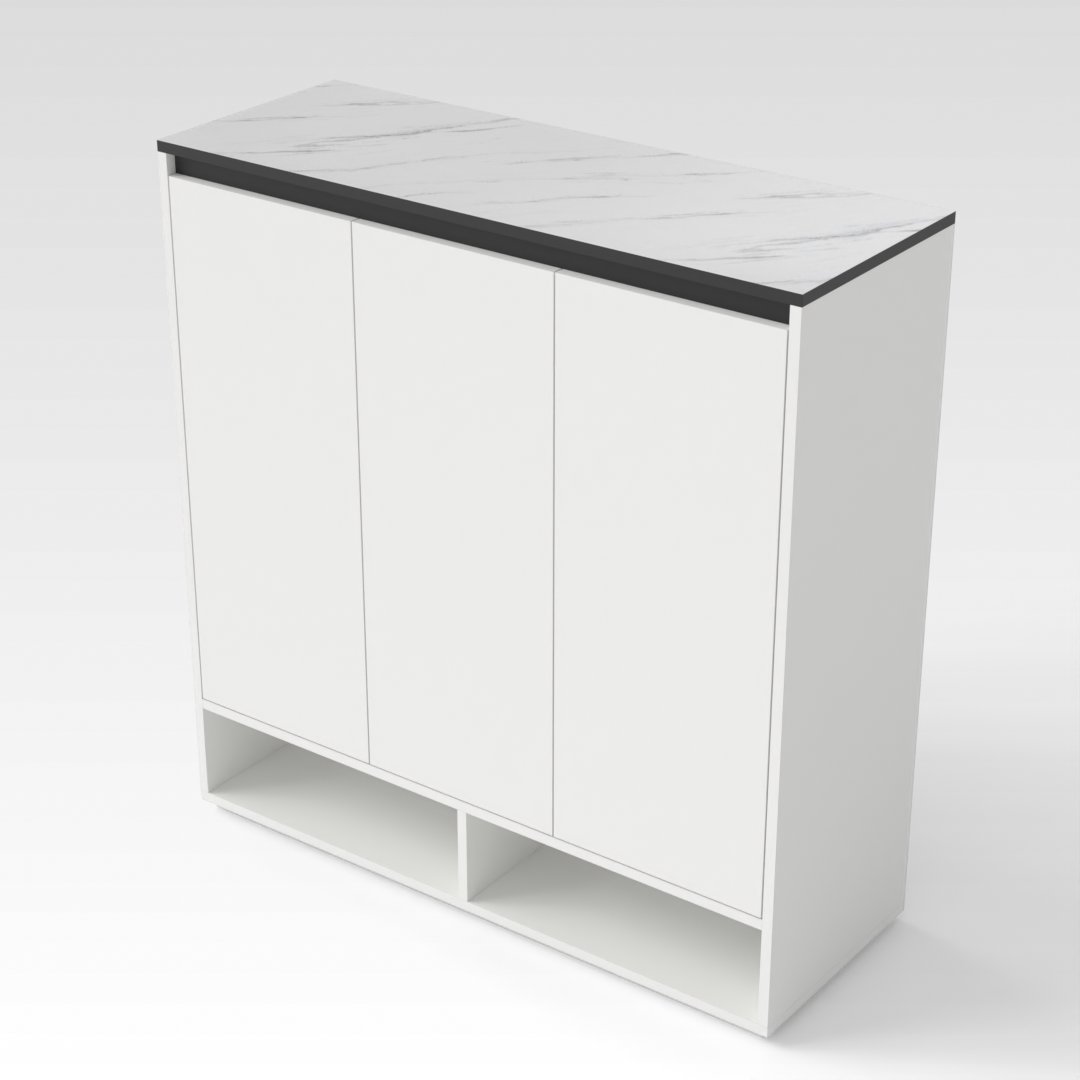 Warm White & Black Shoe Cabinet
