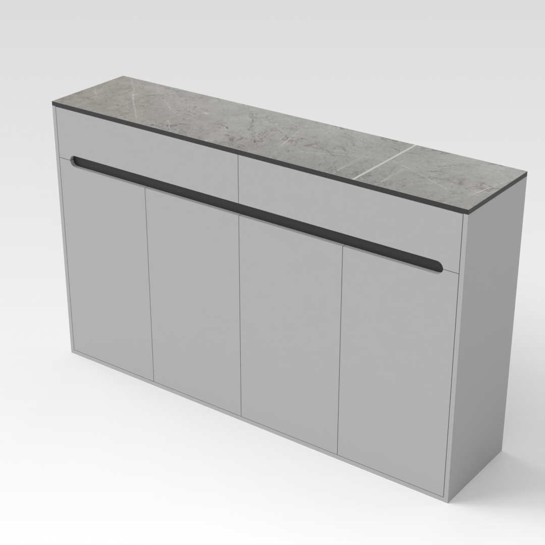 Light Gray & Brown Stone-Grain Top Shoe Cabinet