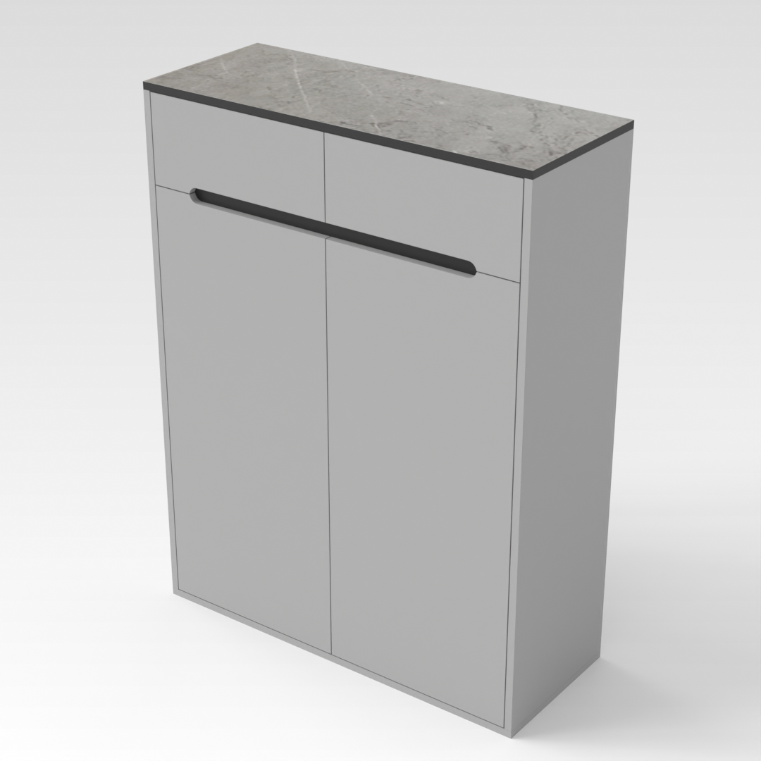 Light Gray & Black Shoe Cabinet