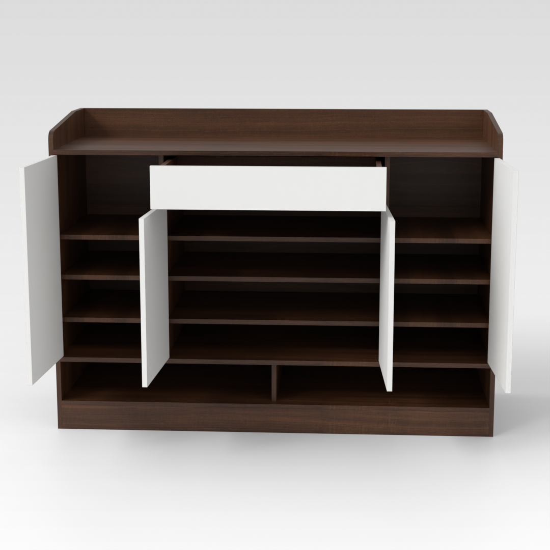 Prairie Oak & Warm White Shoe Cabinet