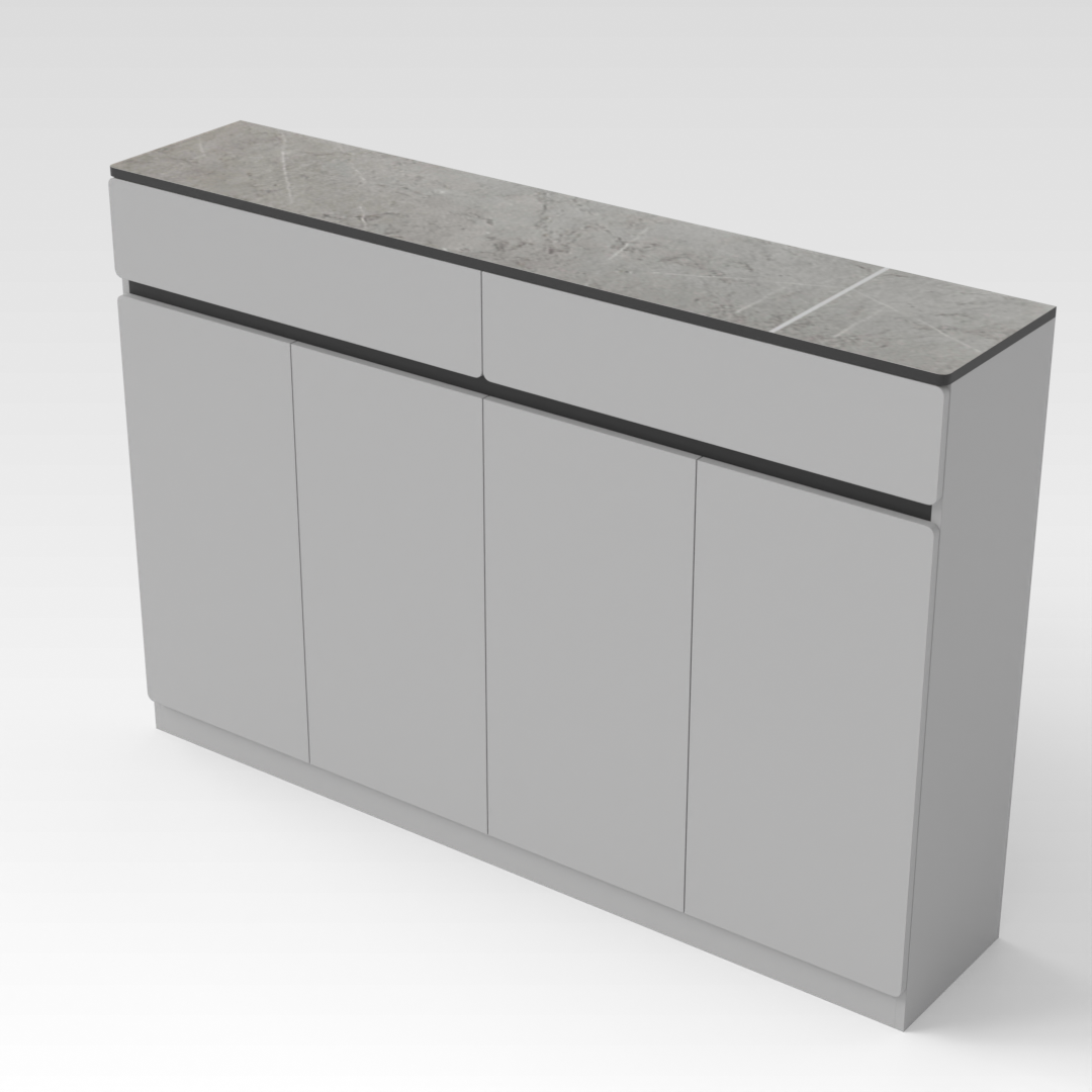 Light Gray & Brown Stone-Grain Top Shoe Cabinet