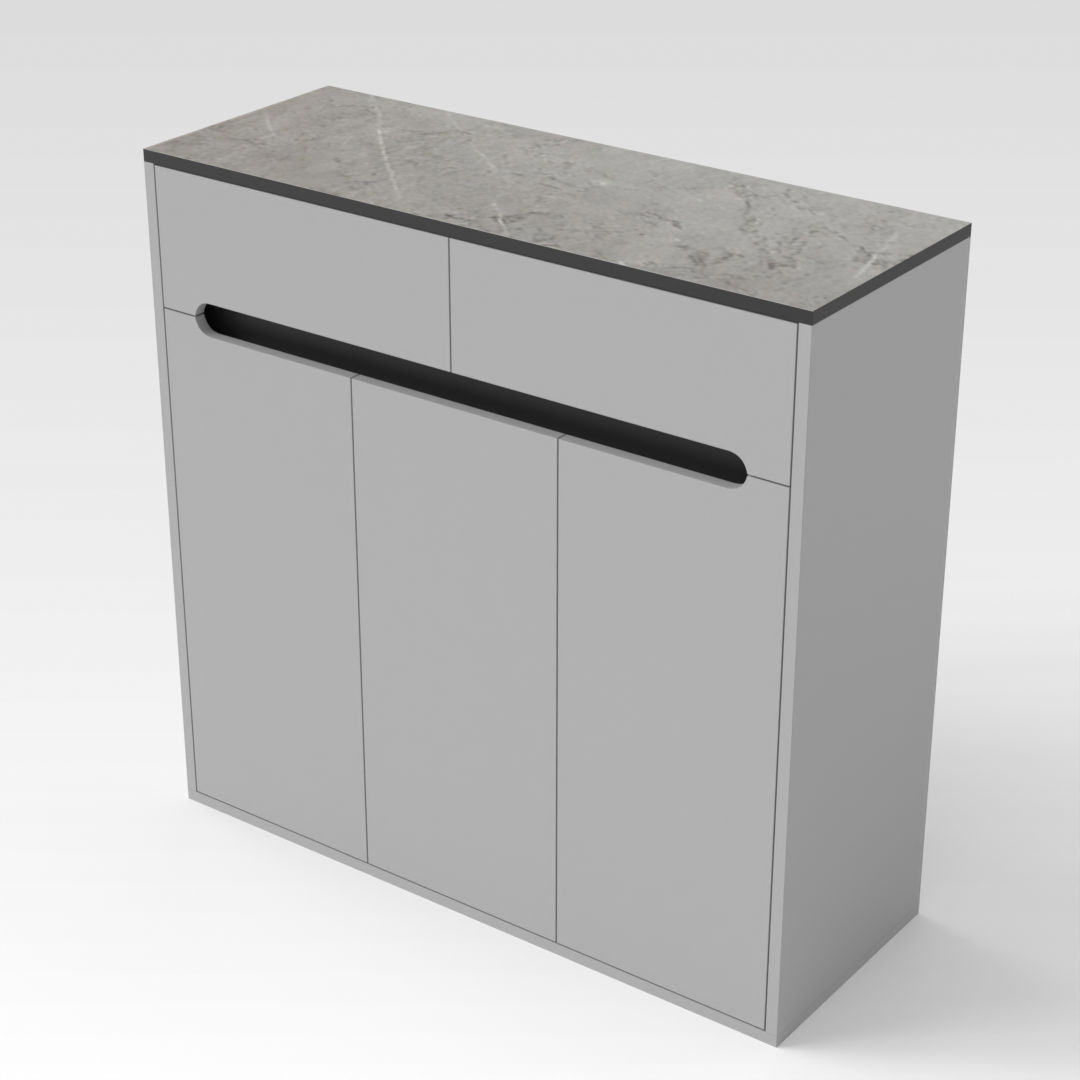 Light Gray & Brown Stone-Grain Top Shoe Cabinet